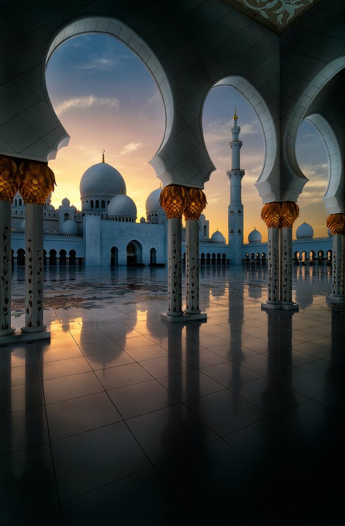 Sunset view at Mosque, Abu Dhabi, United Arab Emirates